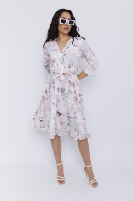 MAITREY női ruha-átlapolt, gumis derekú ruha,mintás,L,Tara X Viktori