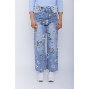   Mintás női farmer nadrág – magas derekú, egyenes szárú női farmer,M,Tara X Viktori