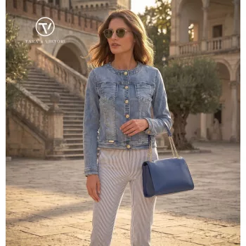 Környakas farmer dzseki,kék,L,Tara X Viktori