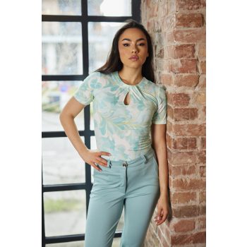   Jasmine női felső, csavart nyakú női póló,mintás,L,Tara x Viktori