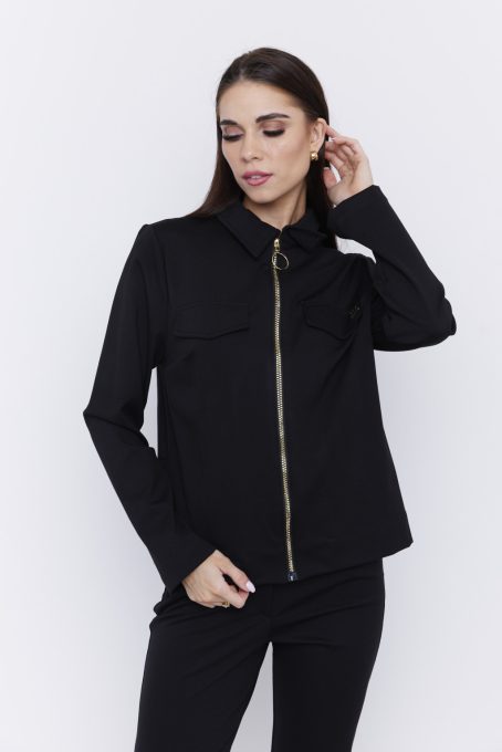 MARTINA női zakó – galléros, cipzáros, díszzsebes fazon,fekete,S,Tara X Viktori