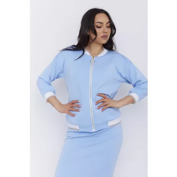   CORNELIA női zakó – cipzáras, passzéval díszített modern zakó,világoskék,S,Tara X Viktori