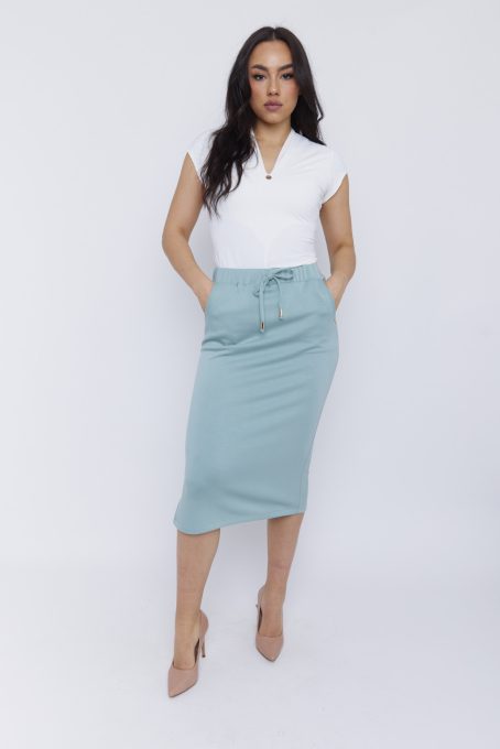 ARCONIA women’s midi skirt – elastic waist skirt with side slit