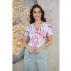 AMILLA női póló v-nyakú díszcsatos elegáns felső,mintás,L,Tara X Viktori