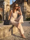 THEA női mellény – gombos, elegáns fazon,M,bézs,Tara X Viktori