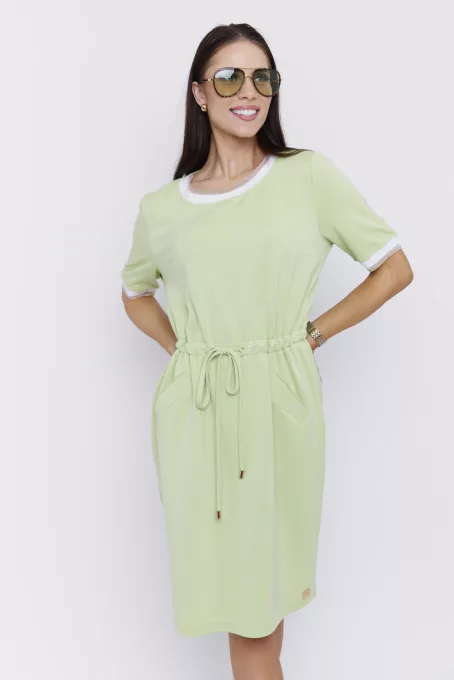IRIS női ruha – gumis derekú, sportosan elegáns fazon,zöld,M,Tara X Viktori