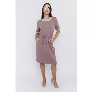   IRIS női ruha – gumis derekú, sportosan elegáns fazon,barna,S,Tara X Viktori