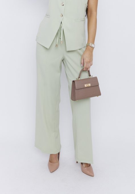 TAORMINA women’s trousers – pressed crease, elastic waist, tie detail