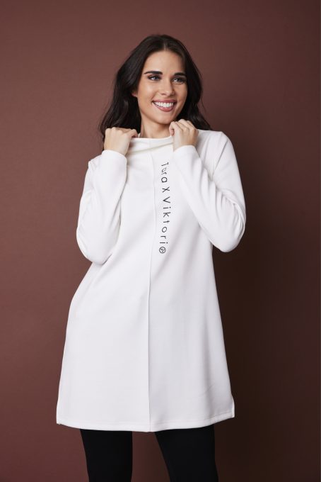 Loretta feliratos hosszú tunika,fehér,XL,Tara X Viktori