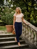 SHANA női nadrág –7/8-os, gumis derekú, sliccelt aljú nadrág,XL,sötétkék,CURVE Kollekció
