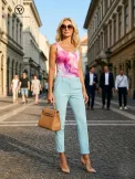 Kitti női top, kockanyakú,stircelt női top, mintás,XL, Tara x Viktori, Young & Free Kollekció