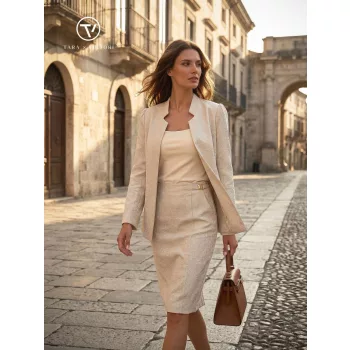   SVEA női blézer – elegáns,karcsúsított fazon,bész-mintás,S,Tara X Viktori