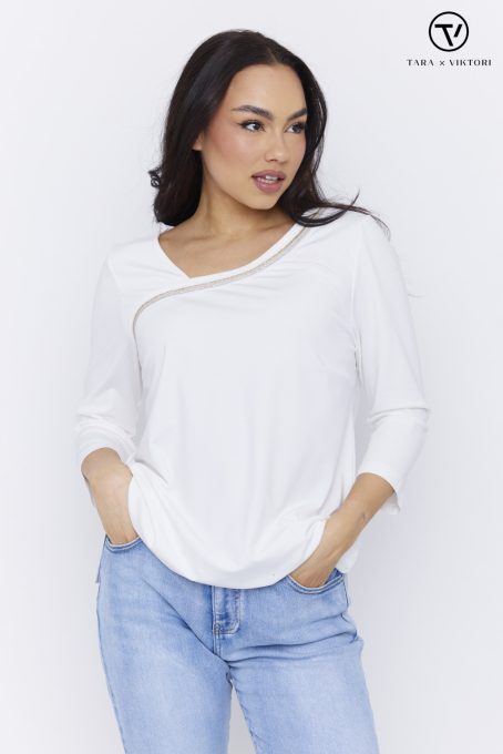  ROZENNE női tunika,asszimetrikus,gumis aljú tunika,ekrü,XXL,Tara x Viktori, Curve Fashion