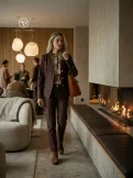 MIA női álló galléros blézer – elegáns,gombos,barna,S,Tara X Viktori