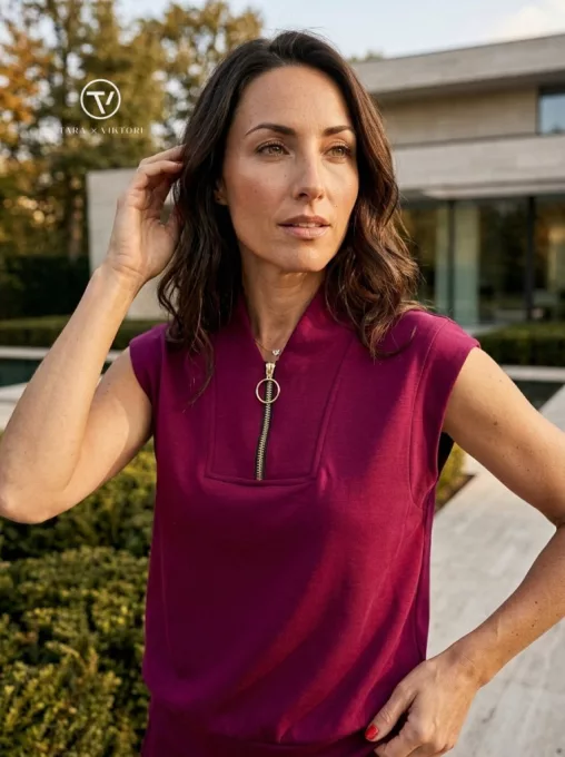CARMEN női mellény – ujjatlan, cipzáras fazon,M,bordó,Tara X Viktori