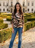 JASMINE női póló – csavart nyakú, különleges kivágású fazon,mintás,XL,Tara X Viktori