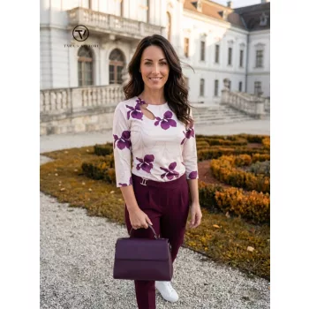   GABRIELLA női póló – kerek nyakú, asszimetrikus, karikadíszes fazon,mintás,L,Tara X Viktori