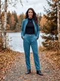VENLA női nadrág – gumis derekú, díszcsatos fazon,kék,XL,Tara X Viktori