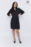 LUDMILLA női tunikaruha,V-nyakú, gombos díszítéssel,fekete,L,Tara X Viktori