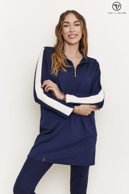 KOZETT High-neck tunic with detailed sleeves, zipper and pockets