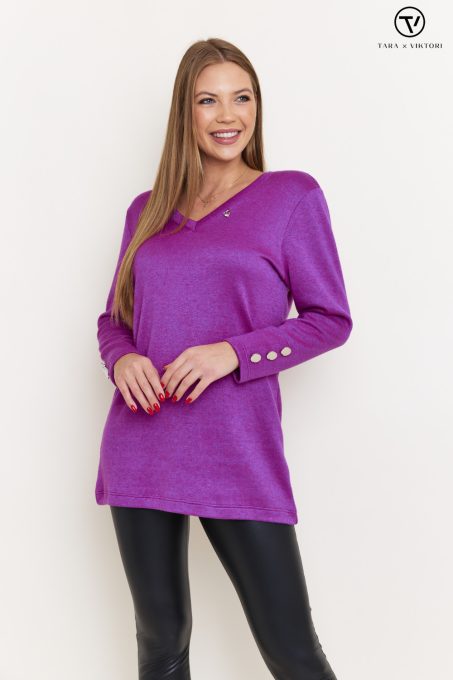 AVIANA V-neck oversized tunic with buttons