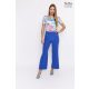 CINNIA High-rised wide-leg buttoned palazzo trousers royal blue