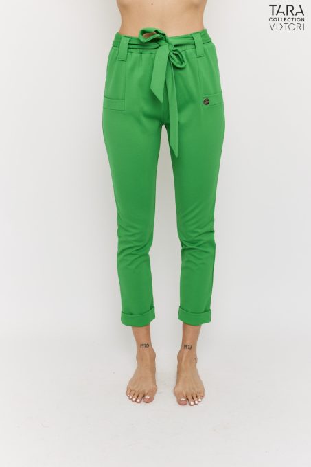VIKTORI Női nadrág SAMANTHA zöld megkötős, XL, puntó