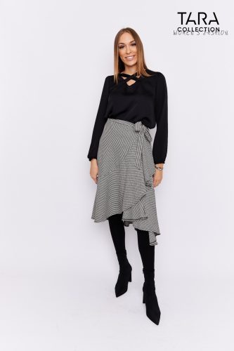 ROBERTA Wrap midi skirt with frilled details (print)