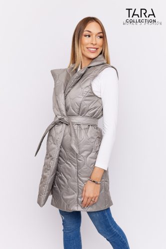 KATERYNA Long quilted down gilet (gray)