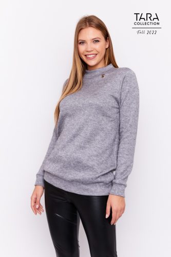 FALLHigh-neck oversized knit tunic (gray)