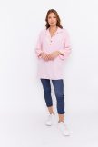 HENRIETT Galléros, klapnis ujjú, gombos, két oldalt alul sliccelt tunika,rózsaszín,M-L, CURVE Tara x VIKTORI