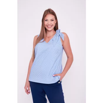  Trieste női tunika, V-nyakú, masnis bővebb, oversized tunika,kék,XXL,Tara x Viktori