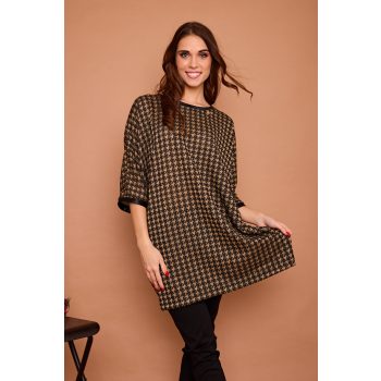   Feodora női tunika 1 méretes filmnyomott tunika,Tara x Viktori,arany-fekete,Curve Fashion