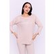 Bertina női tunika, csónak nyakú, passzés aljú- és ujjú női felső,bézs,,M,Tara x Viktori, Curve Fashion