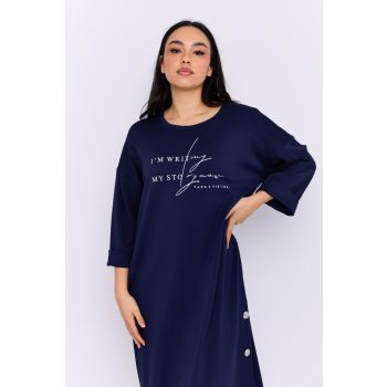   Sigillia printed women's dress – cut-hem midi dress with button details