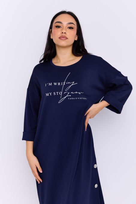 Sigillia printed women's dress – cut-hem midi dress with button details