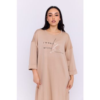   Sigillia printed women's dress – cut-hem midi dress with button details