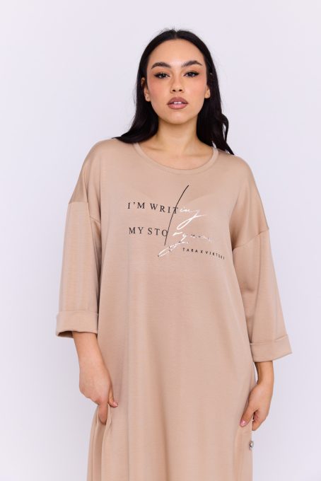 Sigillia printed women's dress – cut-hem midi dress with button details