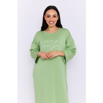   Sigillia printed women's dress – cut-hem midi dress with button details