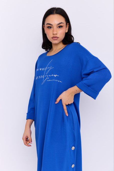 Sigillia printed women's dress – cut-hem midi dress with button details