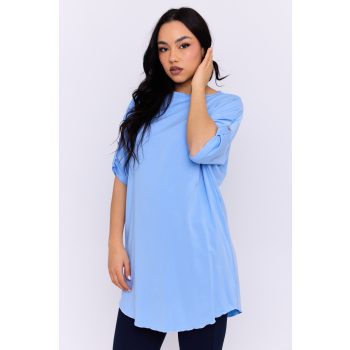   Elita one-size women's tunic – patterned,button sleeve, relaxed fit