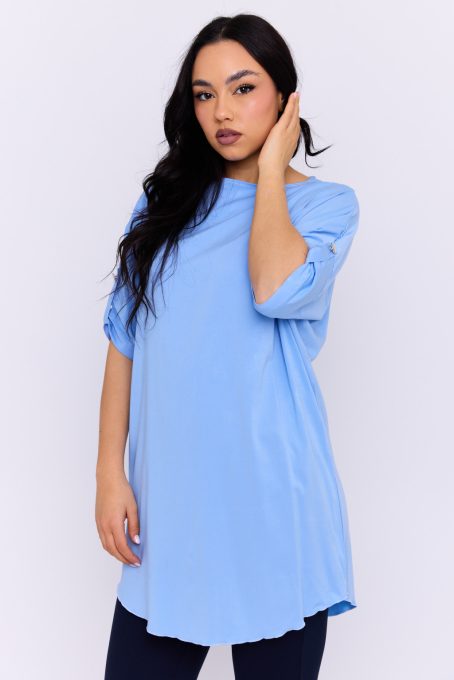 Elita one-size women's tunic – patterned,button sleeve, relaxed fit