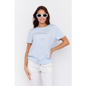   EVORA women's tunic with short sleeves, elastic hem, and inspirational quote print