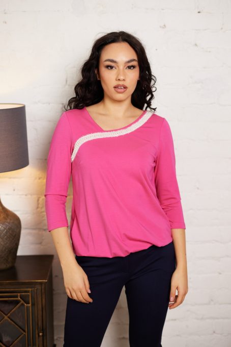 Rozenne women's tunic – asymmetrical cut, elastic hem, solid color tunic