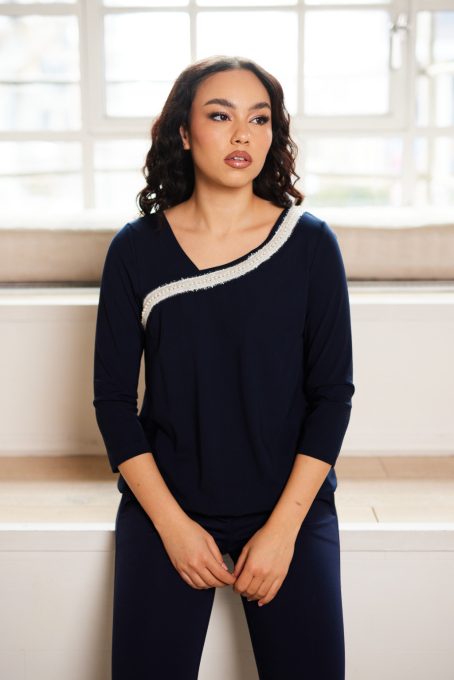 Rozenne women's tunic – asymmetrical cut, elastic hem, solid color tunic