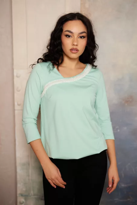  ROZENNE női tunika,asszimetrikus,gumis aljú tunika,zöld,XXL,Tara x Viktori, Curve Fashion