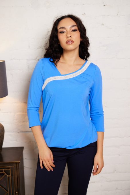 Rozenne women's tunic – asymmetrical cut, elastic hem, solid color tunic