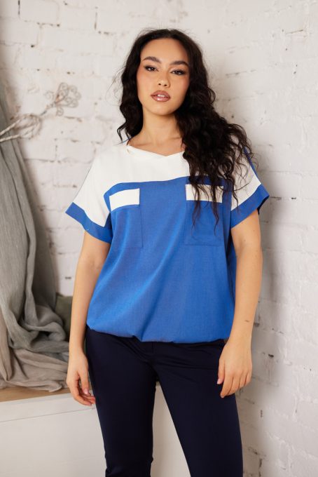 Kyda women's tunic with T-shaped sleeves, pocket details and elastic hem