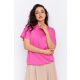 AYLA jobb oldalt gombos, állógalléros, gumis aljú blúz,pink,M,Tara X Viktori,Curve