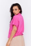 AYLA jobb oldalt gombos, állógalléros, gumis aljú blúz,pink,M,Tara X Viktori,Curve